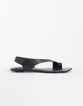 Asos Francesca - Sandali bassi infra-alluce premium minimal in pelle nera-Nero