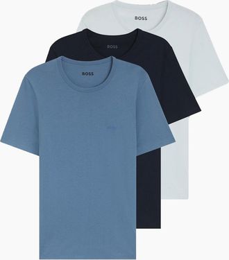 HUGO BOSS Mens Boss Black 3 PACK T-SHIRT MULTI BLUE - Size: 38