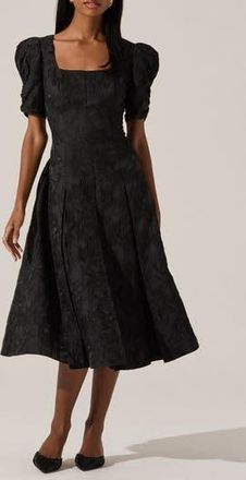 ASTR the Label Mosella Puff Sleeve Midi Dress in Black at Nordstrom Rack, Size X-Small