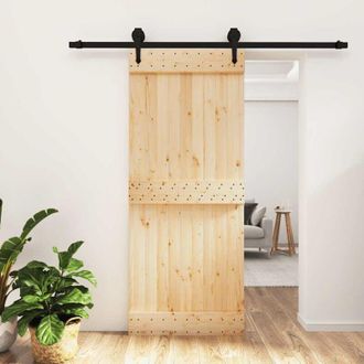 vidaXL Vidaxl - Puerta Corredera Con Herrajes Madera Maciza De Pino 85x210 Cm