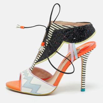 Sophia Webster Riko Size 37 Multicolor Glitter and Leather Ankle Strap Sandals