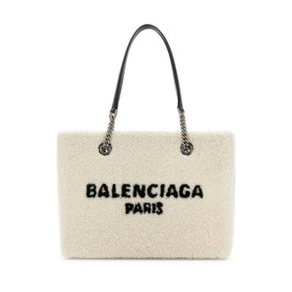 Balenciaga White Shearling Duty Free M Handbag