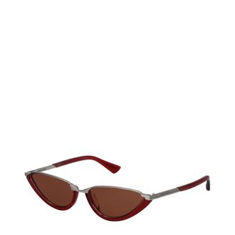 Bottega Veneta Damess Zonnebril Rood Metaal/Lichtbruin