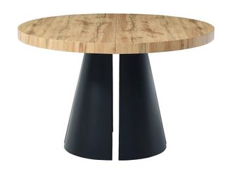 Vente-Unique Extendable Dining Table 4 To 12 People In MDF & Black Metal - Light in Light Oak