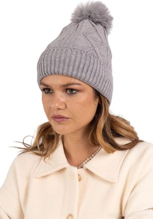 Generic Womens Winter Knitted Beanie SKI HAT Thermal Faux Fur Bobble POM POM (UK, Alpha, One Size, Grey)