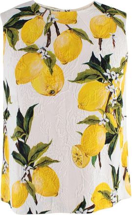 Dolce & Gabbana Yellow Lemon Printed Blouse Size XXS