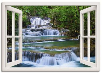 Artland Wandbild »Fensterblick Wasserfall in Kanchanaburi« Fensterblick 1 Stk. tlg. als Leinwandbild, Poster, Wandaufkleber in verschied. Grössen