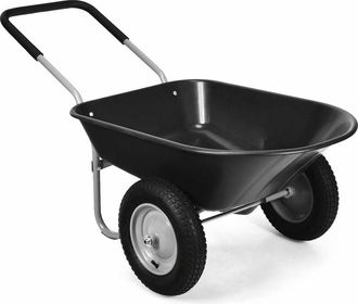 Costway Costway - Carretilla De Jard&iacute;n, Carro Resistente Con Estructura En Acero Robusto Y 2 Ruedas Neum&aacute;ticas 35,5 Cm, Capacidad De Carga 100 Kg (verde)