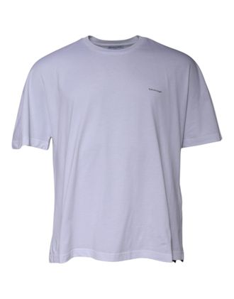 Balenciaga Mens White Logo Cotton Crew Neck Short Sleeves T-Shirt