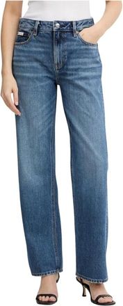 Calvin Klein Jeans Straight-Leg High-Rise Katoenen Jeans - Dames - Regular Fit Jeans - Blauw - W27 L32 - Katoen - Jeans