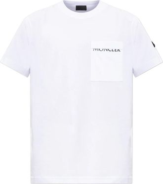 Moncler Katoenen Jersey T-shirt met Borstzak - Heren - T-shirts - Wit - M - Katoen - Tops