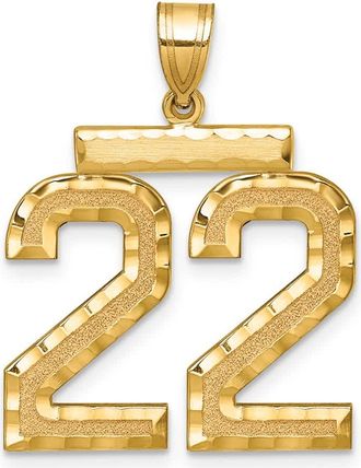 Diamond2Deal 14k Yellow Gold Large Brushed Diamond-cut Number Charm Pendant