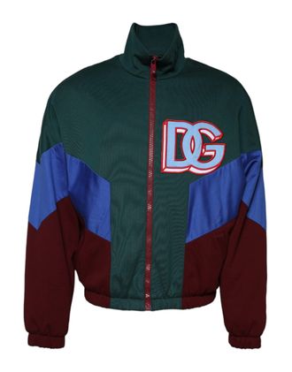 Dolce & Gabbana Mens Multicolor Cotton Logo Full Zip Jacket Polyester Clothing