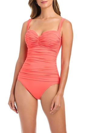 Bleu Rod Beattie Kore Shirred Underwire One-Piece Swimsuit in Crab Shack at Nordstrom, Size 14