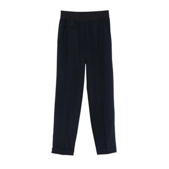 Le Tricot Perugia Pantaloni con vita elasticizzata e risvolto - - Trousers - Donna - Blu - M