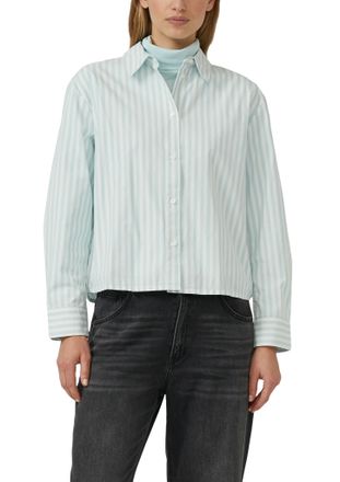 s.Oliver Hemdbluse S.OLIVER, Damen, Gr. 34, icy aqua stripe, Web, Obermaterial: 100% Baumwolle, gestreift, regular fit normal, ohne Ausschnitt, Manschette, Blu