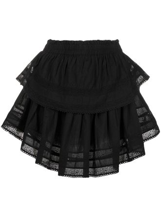 LoveShackFancy Mini-rok met ruches - Zwart