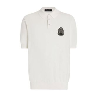 Dolce & Gabbana Polo Shirts, male, White, Size: M Cotton Polo Shirt