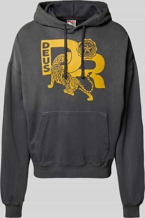 Deus Hoodie mit K&auml;nguru-Tasche und &uuml;berschnittenen Schultern in Anthrazit, Gr&ouml;&szlig;e L