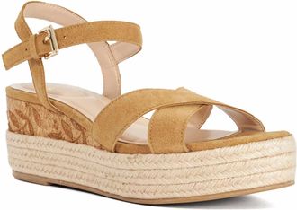 Dune London Womens Ladies Kalmias - Raffia Flatform Wedge - Tan Leather - Size UK 6