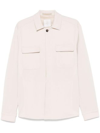 Eleventy classic-collar shirt jacket - men - Wool/Elastane/Polyamide/Sheep Suede/Viscose - 54 - Neutrals