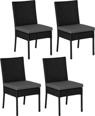 OUTSUNNY 4 PCs Rattan Garden Chairs with Cushion, Wicker Dining Chairs Black