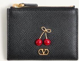 Valentino Garavani Cherryfic Grainy Calfskin Cardholder Woman BLACK UNI