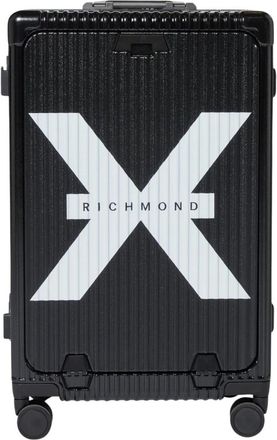John Richmond Zwarte trolley met logo Richmond X - unisex - Handbagage koffer - Zwart - ONE Size - Koffers