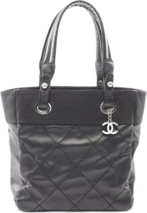 Chanel Pre-owned Tote Bags, female, Black, Size: ONE SIZE Pre-owned Canvas Tote Bag