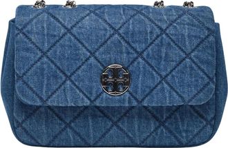 Tory Burch Willa Denim Crossbody Tas - Dames - Schoudertassen - Blauw - ONE Size - Denim - Tassen