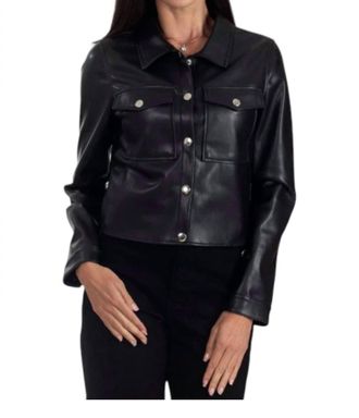 Nine West Womens Synthetic Leather Jacket In Black