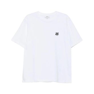 Maison Kitsuné T-Shirts, male, White, XL, White Crew Neck T-shirt