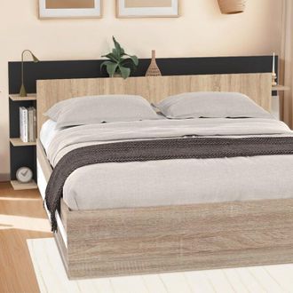 IDMarket Cabecero Independiente Ciri Para Camas De 140 Y 160 Cm Con Compartimentos De Almacenamiento De Madera Y Negros