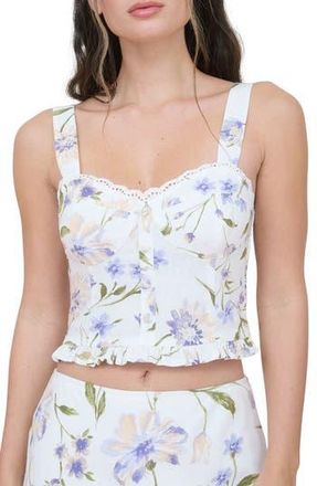 Blu Pepper Floral Ruffle Hem Woven Top in Ivory Multi at Nordstrom Rack, Size Medium