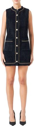 endless rose Fuzzy Chain Trim Minidress in Black at Nordstrom, Size X-Small