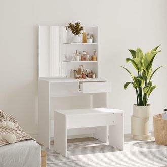 Berkfield Home Dressing Table Set White 74.5x40x141 cm