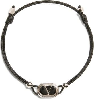 Valentino Garavani Bracciale ovale con logo V - Nero