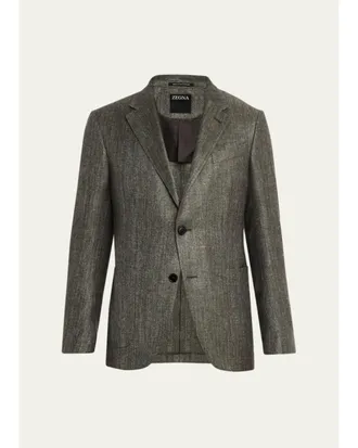 Ermenegildo Zegna Mens Silk-Cotton Twill Single-Breasted Sport Coat