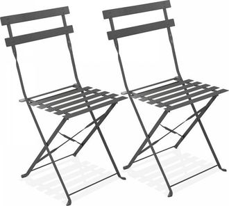Oviala Oviala - Set di 2 sedie pieghevoli in acciaio grigio