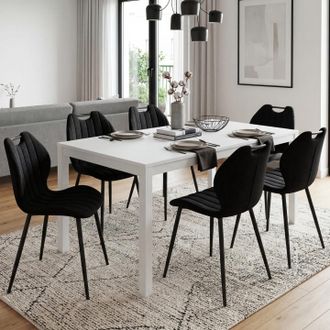 IDMarket Juego De 6 Sillas Pio Con Asas De Rizo Negro
