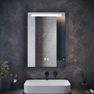 Elegant Lighting Bathroom LED Mirror Cabinet with Makeup Storage Shelf and Double-Touch Switch, Dimmable LED Illumiated + Anti-Fog + Shaver Socket, Moroccan