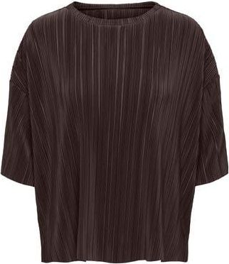 Only Ravenna Short Sleeve Pliss&eacute; Top in Chocolate Torte at Nordstrom Rack, Size X-Small