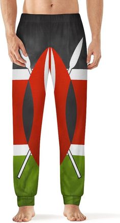 Generic Kenya Flag Mens Pyjama Bottoms Lounge Sleep Pants Soft Stretchy Sleepwear Casual Yoga Beachwear 3XL