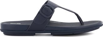 Dune London Womens Fitflop Ladies Gracie Rubber B - Buckle-Detail Toe-Post Sandals - Navy Leather - Size UK 8