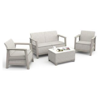 Dmora Set De Exterior Grafton: Sal&oacute;n Outdoor 4 Plazas, Mesa, Resistente Uv E Impermeable, Beige