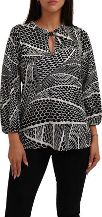 Sunny Leigh Printed Mesh Long Sleeve Top in Lindsay Black at Nordstrom Rack, Size 2 X