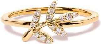 House of Brilliance 10K Yellow Gold 1/10 Cttw Diamond Leaf and Branch Ring at Nordstrom, Size 8