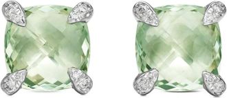 David Yurman Orecchini a bottone Chatelaine in argento sterling con diamanti (9mm) - Verde