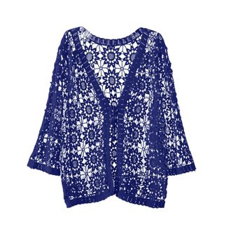 Generic Womens Summer Long Sleeve Cardigans UK Hollow Out Lace Crochet Bolero Cardigans Open Front Lightweight Drop Sunproof Tops Ladies Summer Hollow Cardiga