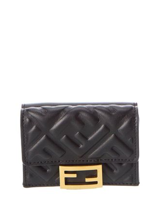 Fendi Fendi Micro Trifold Leather Wallet
